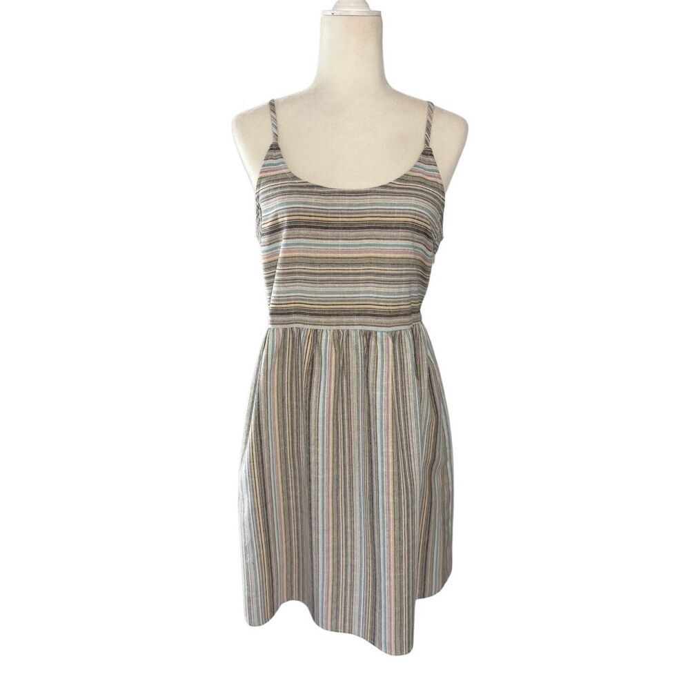 Hem & Thread fit and flare cotton striped sundress with lattice tie back - L